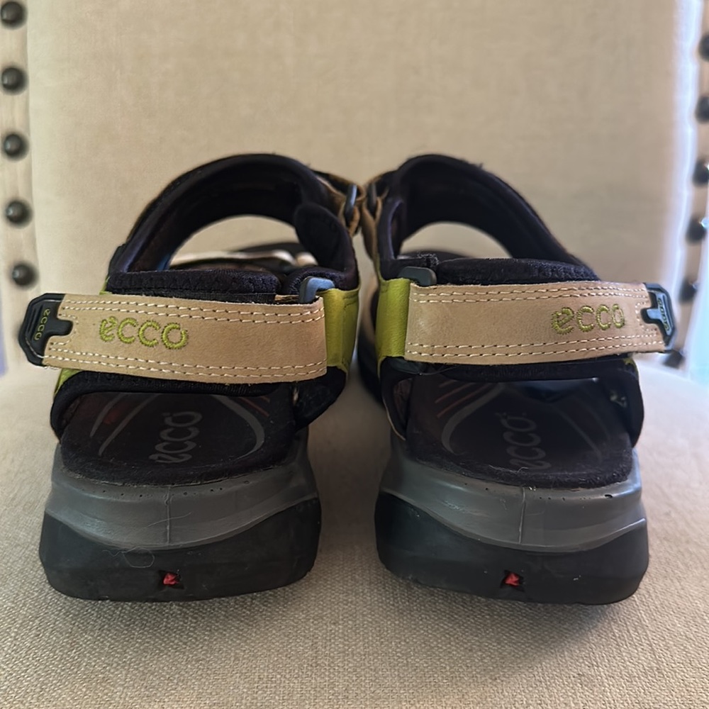 ECCO Women’s Adjustable Sport Leather Sandals Tan Black Size 10-10.5 (41) - Picture 8 of 10
